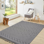 Guros Collection 6.7x9 Rug with Stain-Resistant Polypropylene - Grey+White