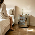 3 Drawer Nightstand with Glass Accents - Silver