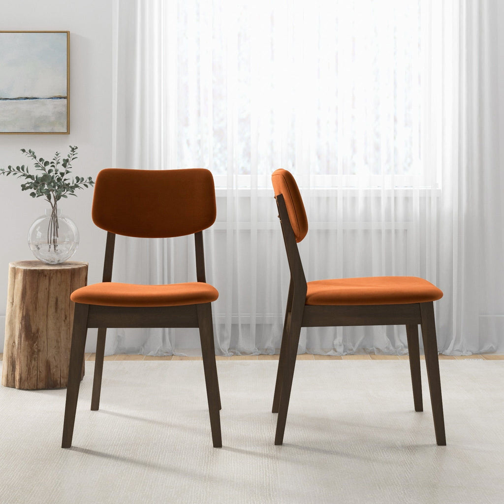 Solid Back Side Chair Set with Mid-Century Modern Design - Multiple Colors
