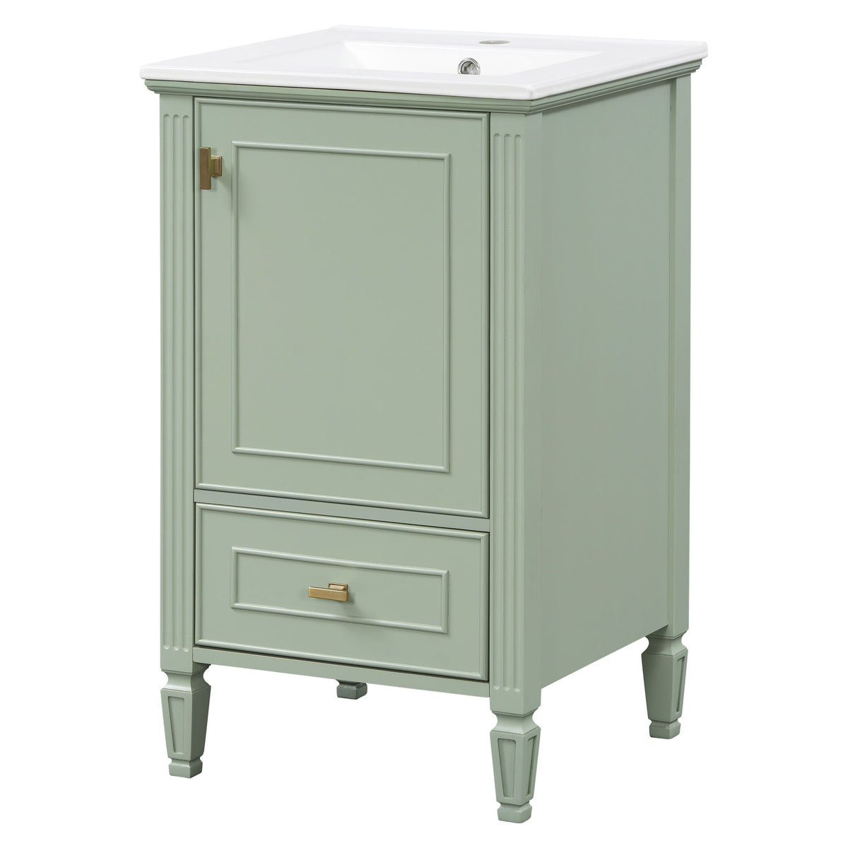 Retro Bathroom Vanity With Sink with Soft-Closing Doors - Green or Dark Gray