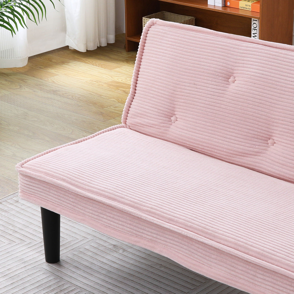 Versatile Sofa Bed with Solid Wood Frame - Pink, Beige, or Black