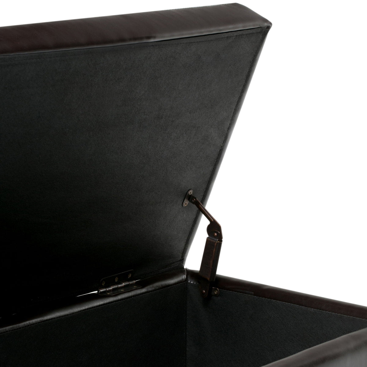 Coffee Brown Storage Ottoman with Safety Hinge - Tufted Detail