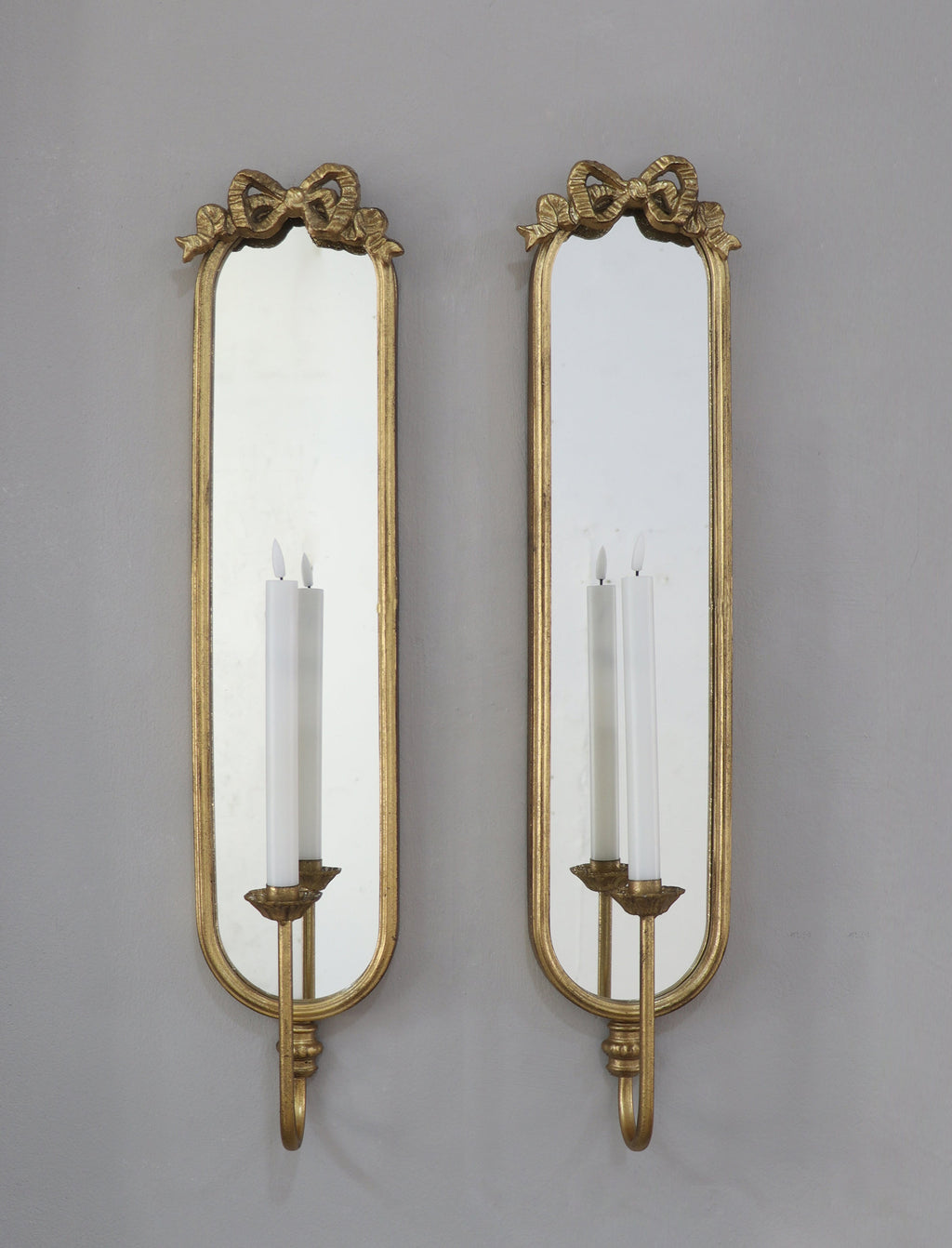 Set of 2 Wall Mirrors with Glass and Metal Frame