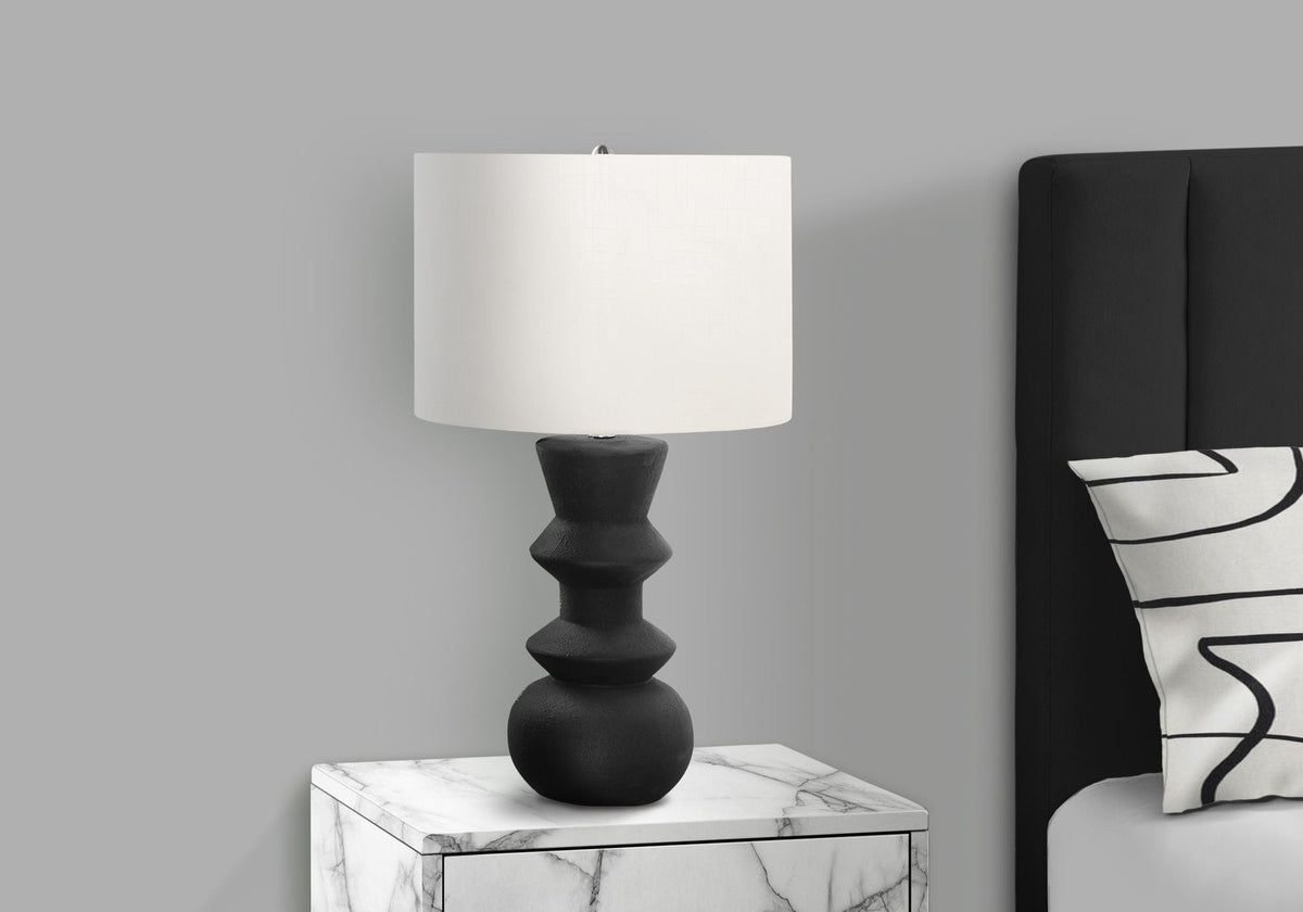 Contemporary Ceramic Table Lamp with Fabric Shade - Black or Beige