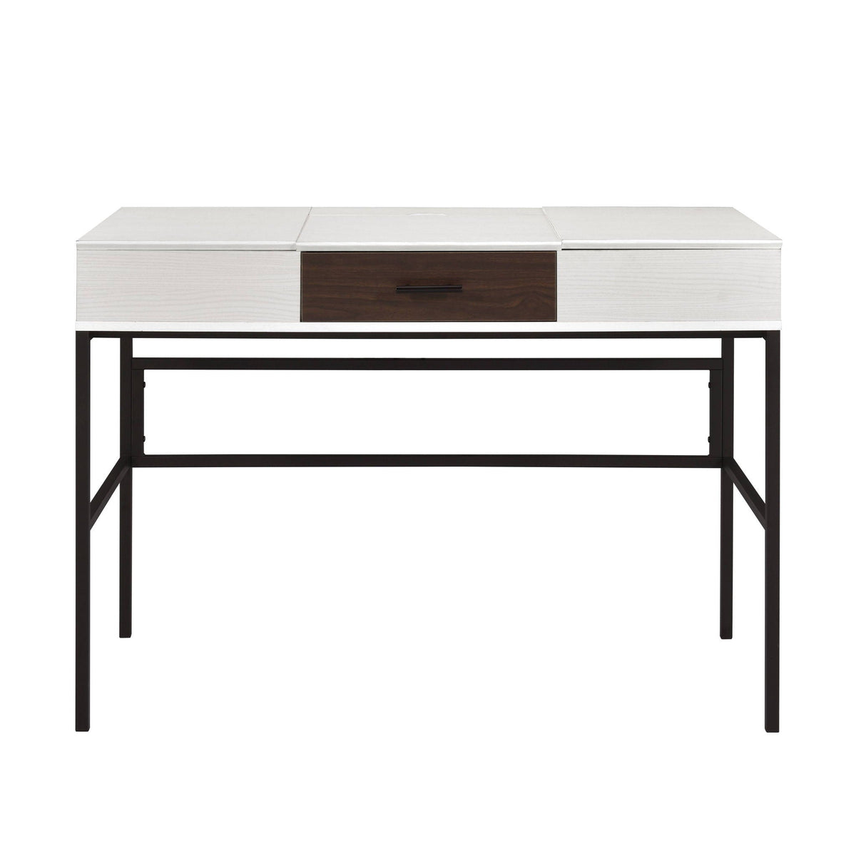 Black & Natural Writing Desk with USB Port - Verster