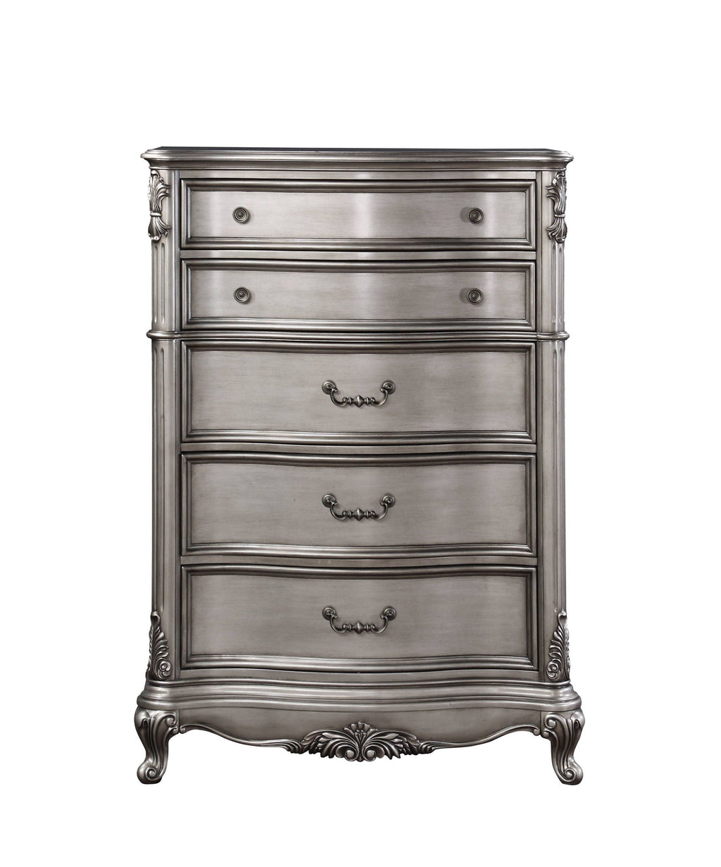 Ariadne Antique Silver Accent Chest with Intricate Detailing - Silver