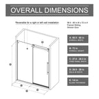 Frameless Shower Door Single Sliding with Adjustable Zinc Roller Rail - Chrome