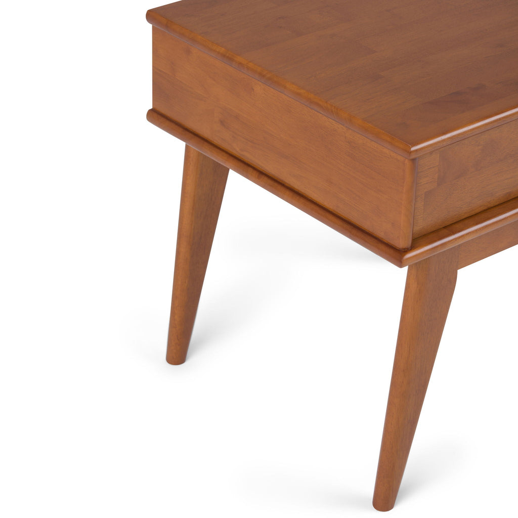 Handcrafted Mid Century End Table with Drawer – White, Dark Brown, or Light Brown