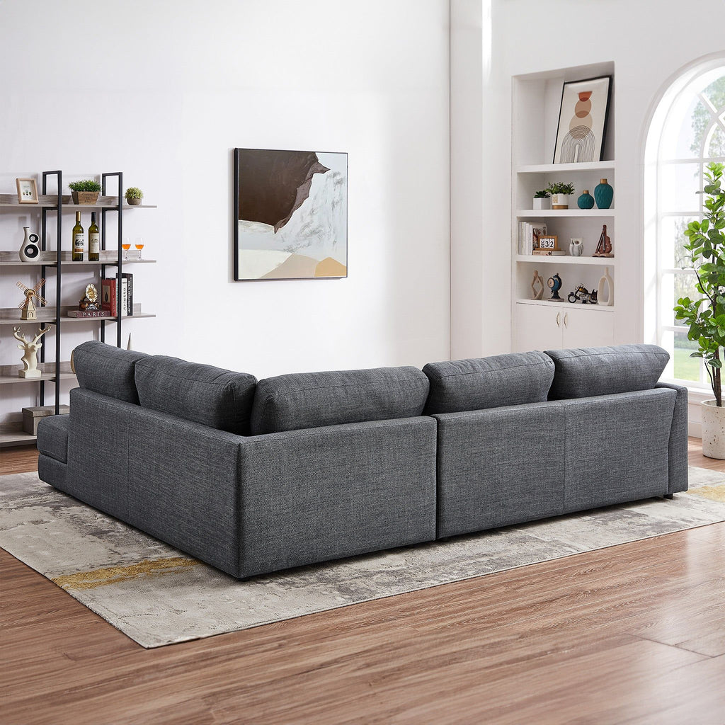 Comfortable Cozy Sectional Sofa with Solid Wood Frame - Pearl Silver or Dark Gray