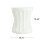 Antique White Concrete Outdoor Side Table with Weather-Resistant Durability