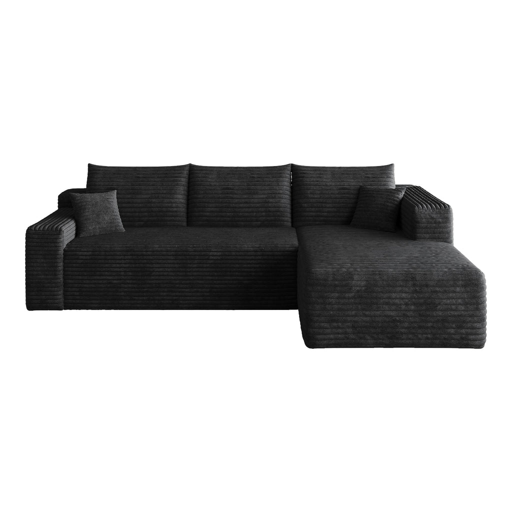 95" Cloud Sectional Sofa with Modern Minimalist Design - Black