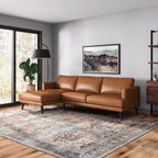 Light Brown L-Shaped Sectional Sofa with Solid Eucalyptus Wood Frame