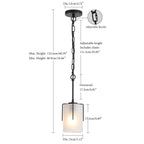Adjustable Cylindrical Pendant Light with Frosted Glass Shade - Black or Gold