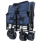 3-in-1 Convertible Folding Outdoor Wagon with Bench Seat - Dark Blue