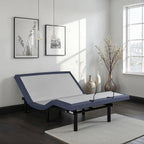 Full Adjustable Bed Base with Massage and USB Ports - Blue-Gray