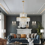20' Modern Crystal Chandelier with 4-Tier Design - Gold