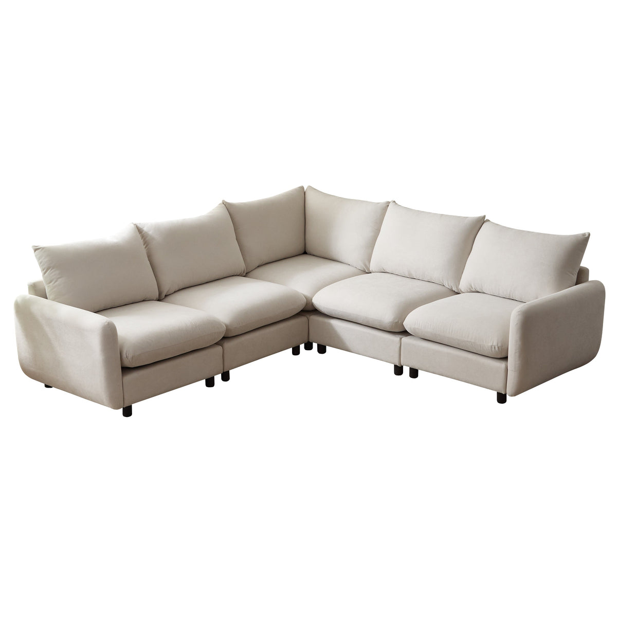 Oversize 5-Piece L Shaped Modular Sectional Sofa with Modular Flexibility - White