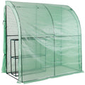 3 Tier Lean-To Portable Greenhouse with Wire Shelves - Green