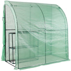 3 Tier Lean-To Portable Greenhouse with Wire Shelves - Green