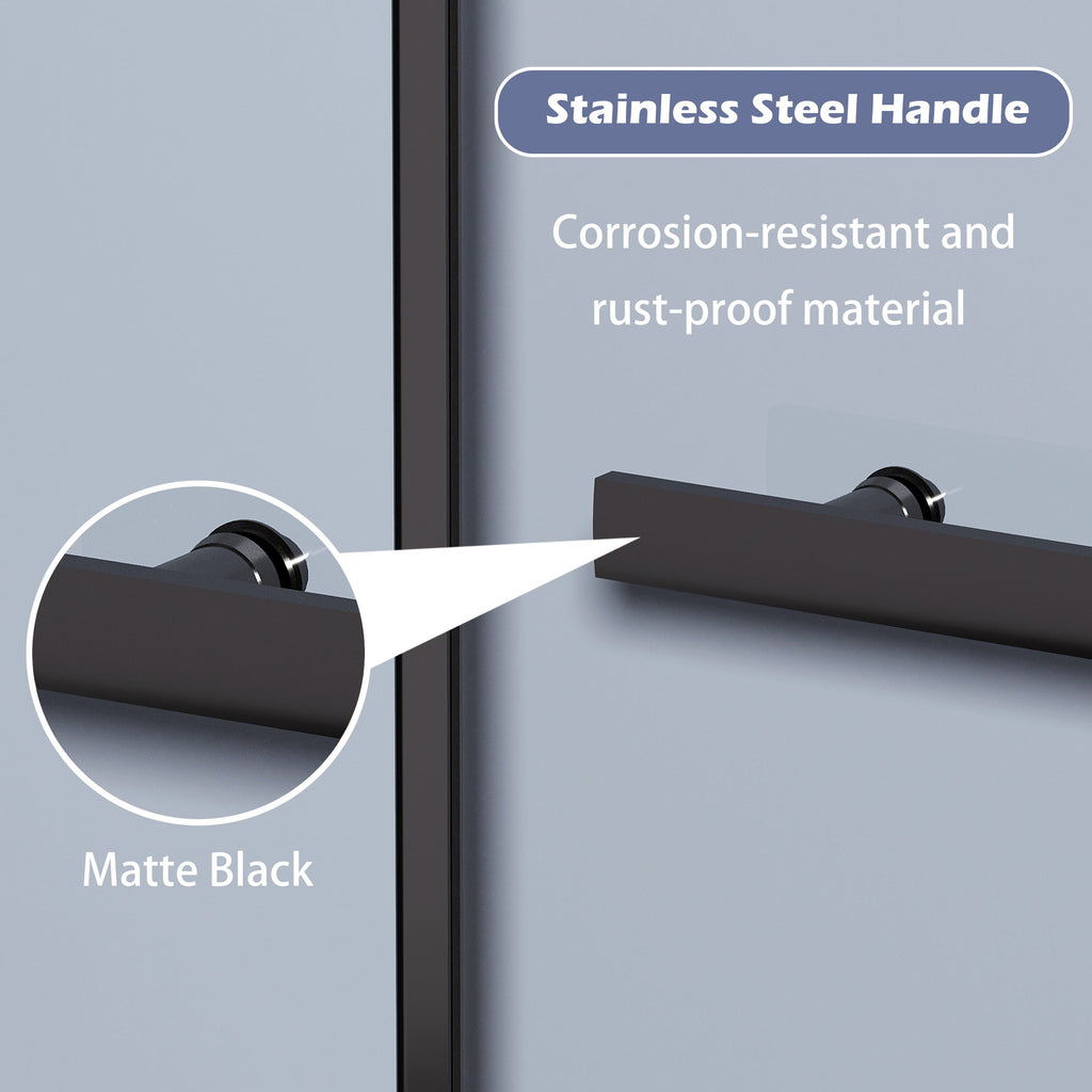 Dual Sliding Frameless Shower Door with Silent Soft-Close Design - Matte