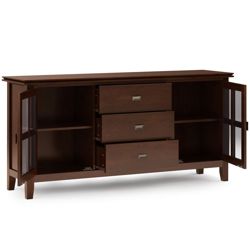 Large Sideboard Buffet with Glass Doors - Russet Brown