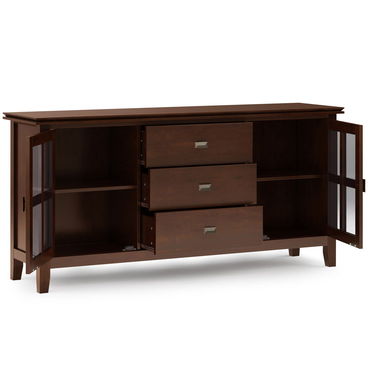 Large Sideboard Buffet with Glass Doors - Russet Brown