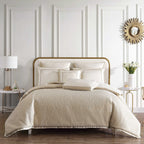 Rings 7 PC Reversible Matte Satin Comforter Set with Circle Quilting - Matte Satin