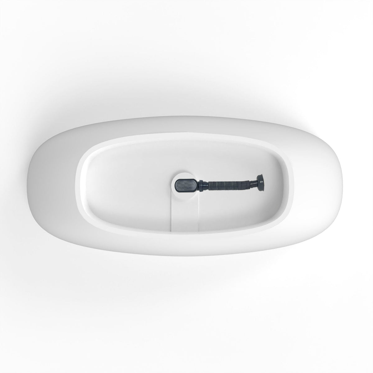 Matte White Freestanding Soaking Bathtub with Ergonomic Design - Solid Surface