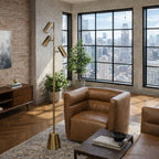Lumina Floor Lamp With Rotary Switch Triple Spots Cone Base - Gold