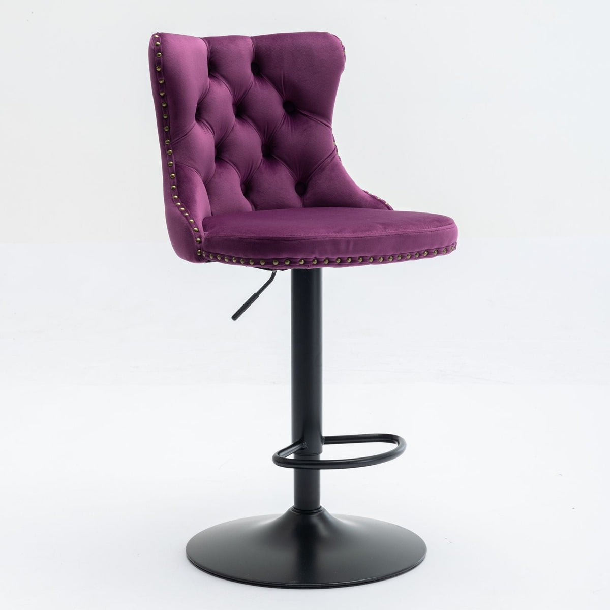 Modern Adjustable Swivel Barstools with Tufted Back - Multiple Colors (Set of 2)