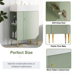 Bathroom Vanity with Single Ceramic Sink and Side Storage - Multiple Colors