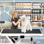 Height Adjustable Electric Pet Grooming Table with Heavy Duty Frame - Black or White