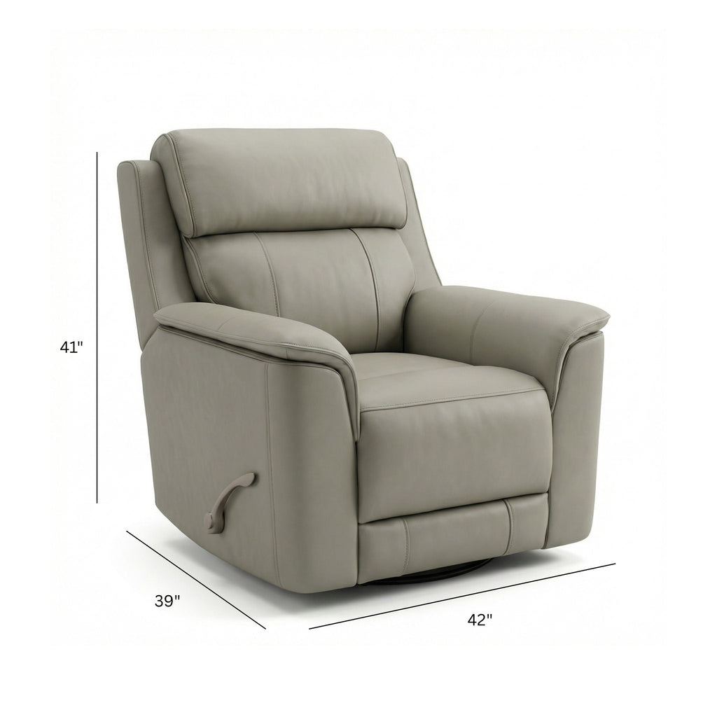 Oslo Leather Swivel Glider Recliner with Manual Recline - Dark Brown, Blue, Dark Gray