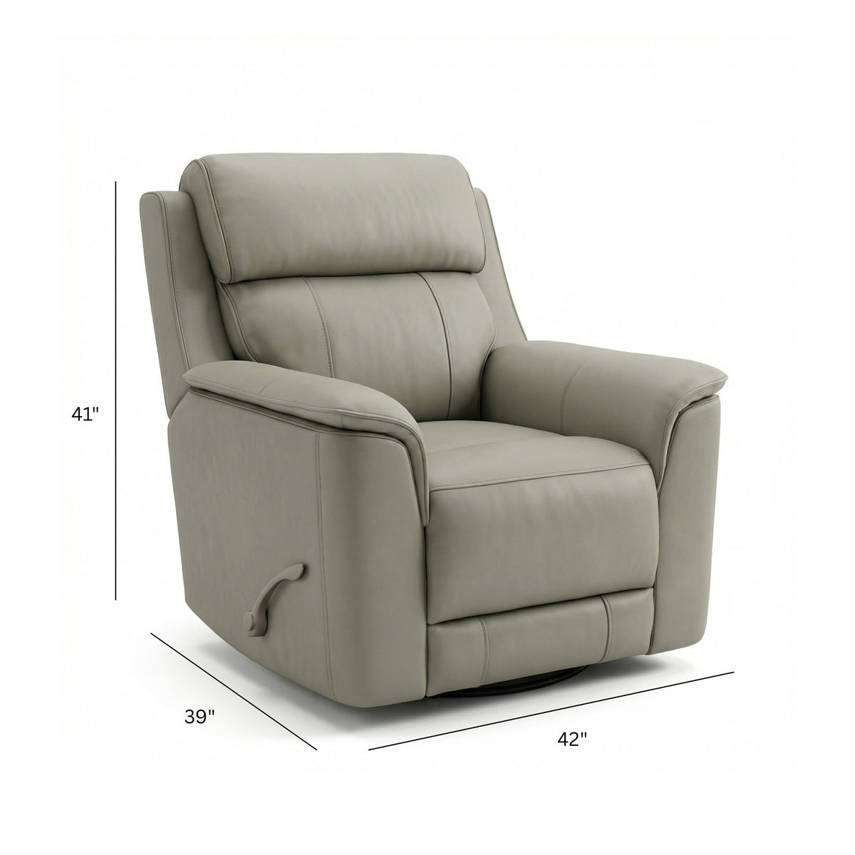 Oslo Leather Swivel Glider Recliner with Manual Recline - Dark Brown, Blue, Dark Gray