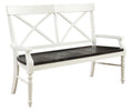Antique White & Brown Dining Bench with Sturdy Wood Construction - 59" Wide