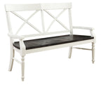 Antique White & Brown Dining Bench with Sturdy Wood Construction - 59" Wide