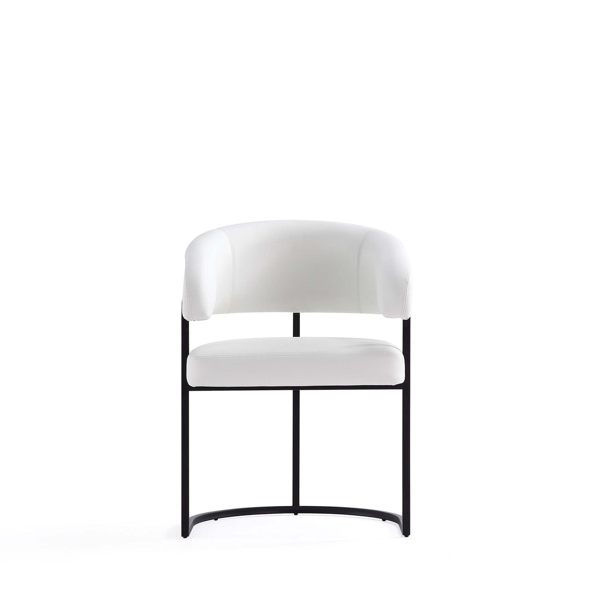 Geometric Base Dining Chair with Vegan Upholstery – White or Gray