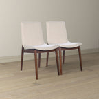 Beige Dining Chair Set of 2 with Solid Wood Construction - Ravel