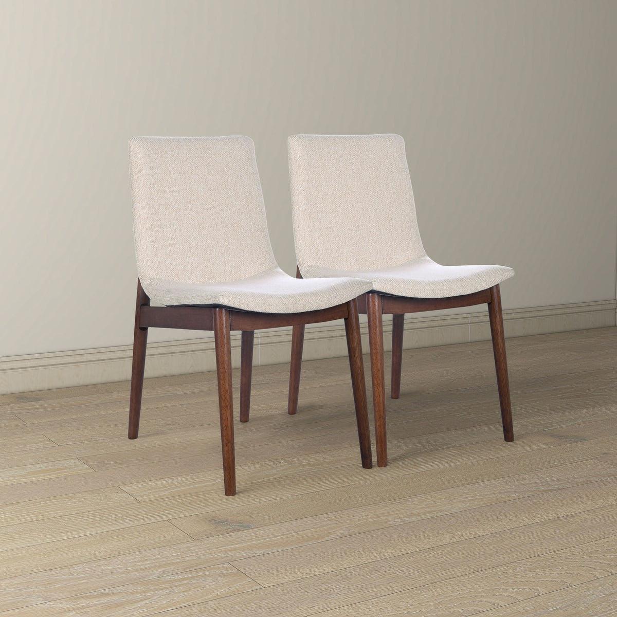Beige Dining Chair Set of 2 with Solid Wood Construction - Ravel