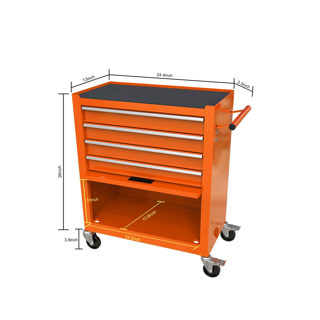 Multifunctional 4-Drawer Tool Cart with Wheels - Blue or Orange