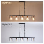 Adjustable Pendant Lighting with Clear Glass Shade - Black or Gold