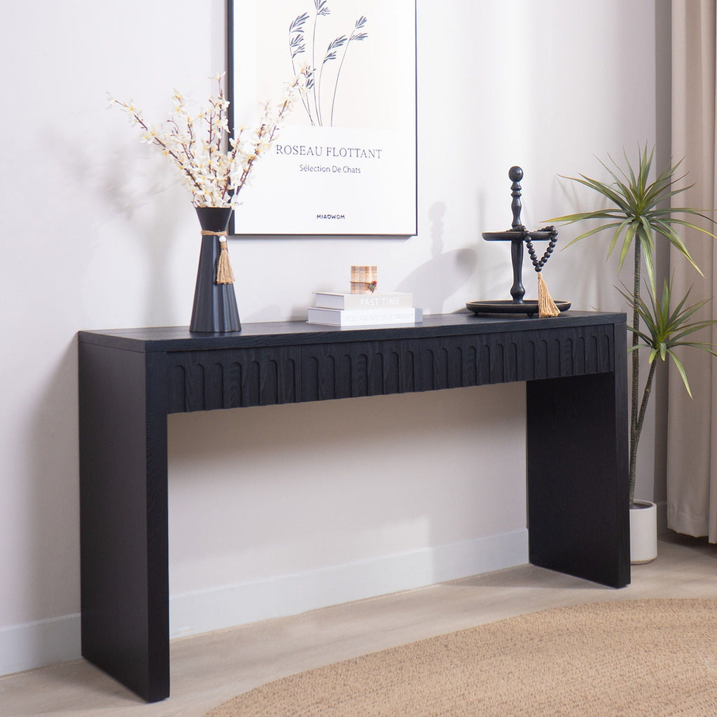 Modern Console Table with 4 Drawers - Wood Finish