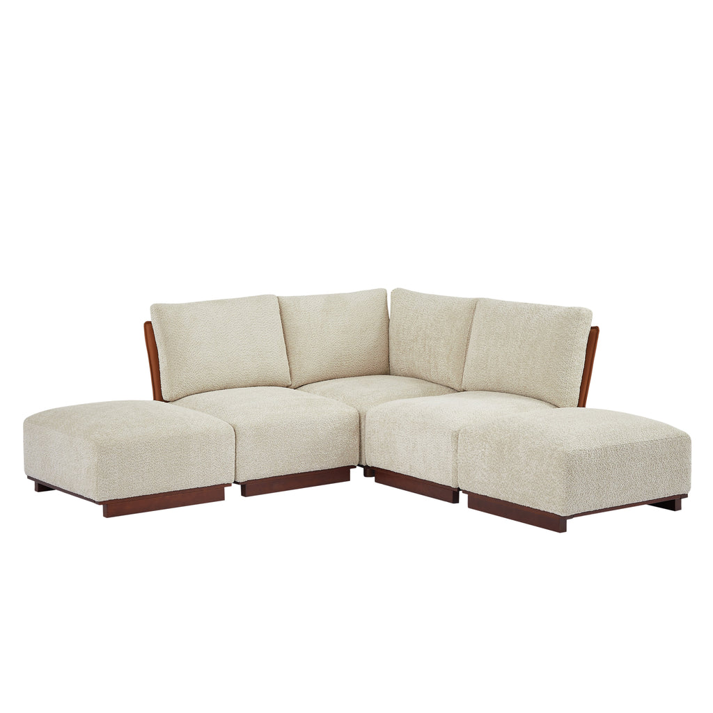 Boucle Modular Sectional Sofa with Deep Ergonomic Seating - Velora 88.5 in.