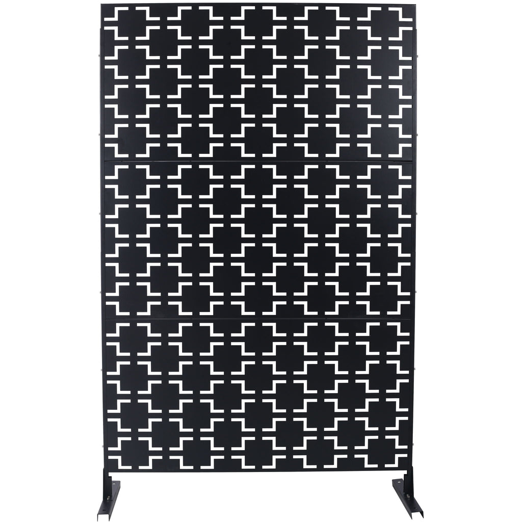 Freestanding Metal Privacy Screen with Durable Construction - Black