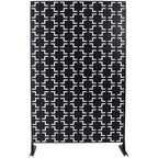 Freestanding Metal Privacy Screen with Durable Construction - Black