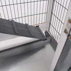 Wooden Rabbit Hutch with Wheels and Removable Tray - Gray