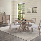 Round Extendable Dining Table with Pedestal Base - Sand