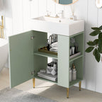 Bathroom Vanity with Single Ceramic Sink and Side Storage - Multiple Colors