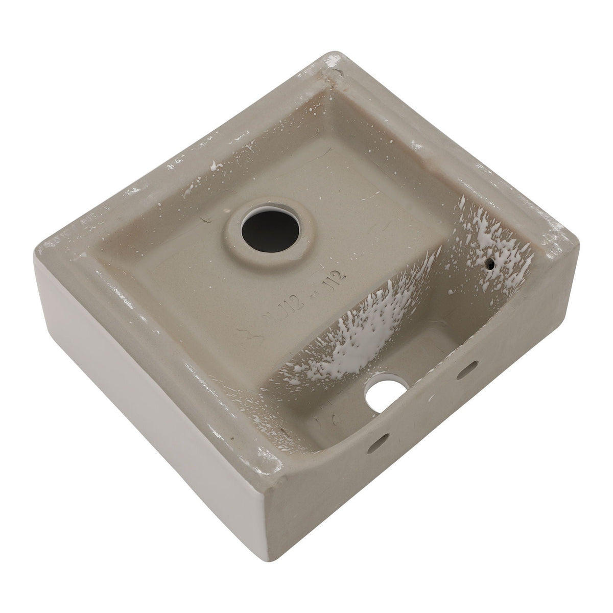 Ceramic Rectangle Wall Mount Bathroom Sink with Single Faucet Hole - White