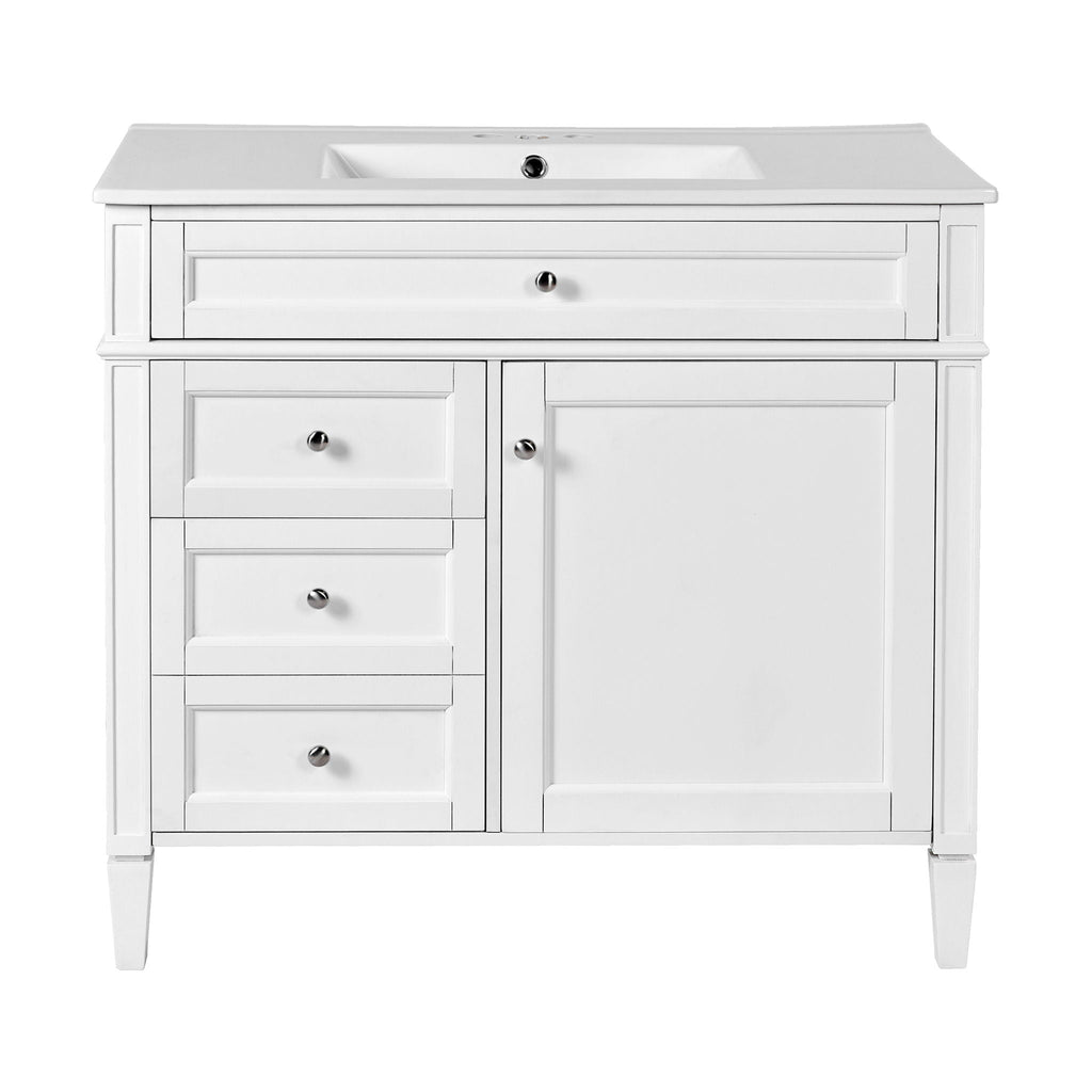 36" Bathroom Vanity with Ceramic Sink and Storage Drawers - Multiple Colors